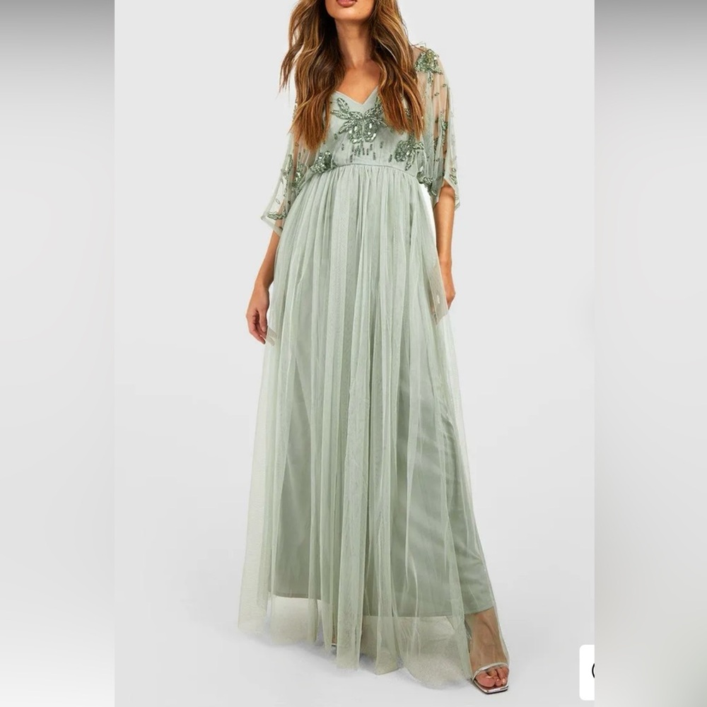 Boohoo occasion NWT hand embellished kimono maxi